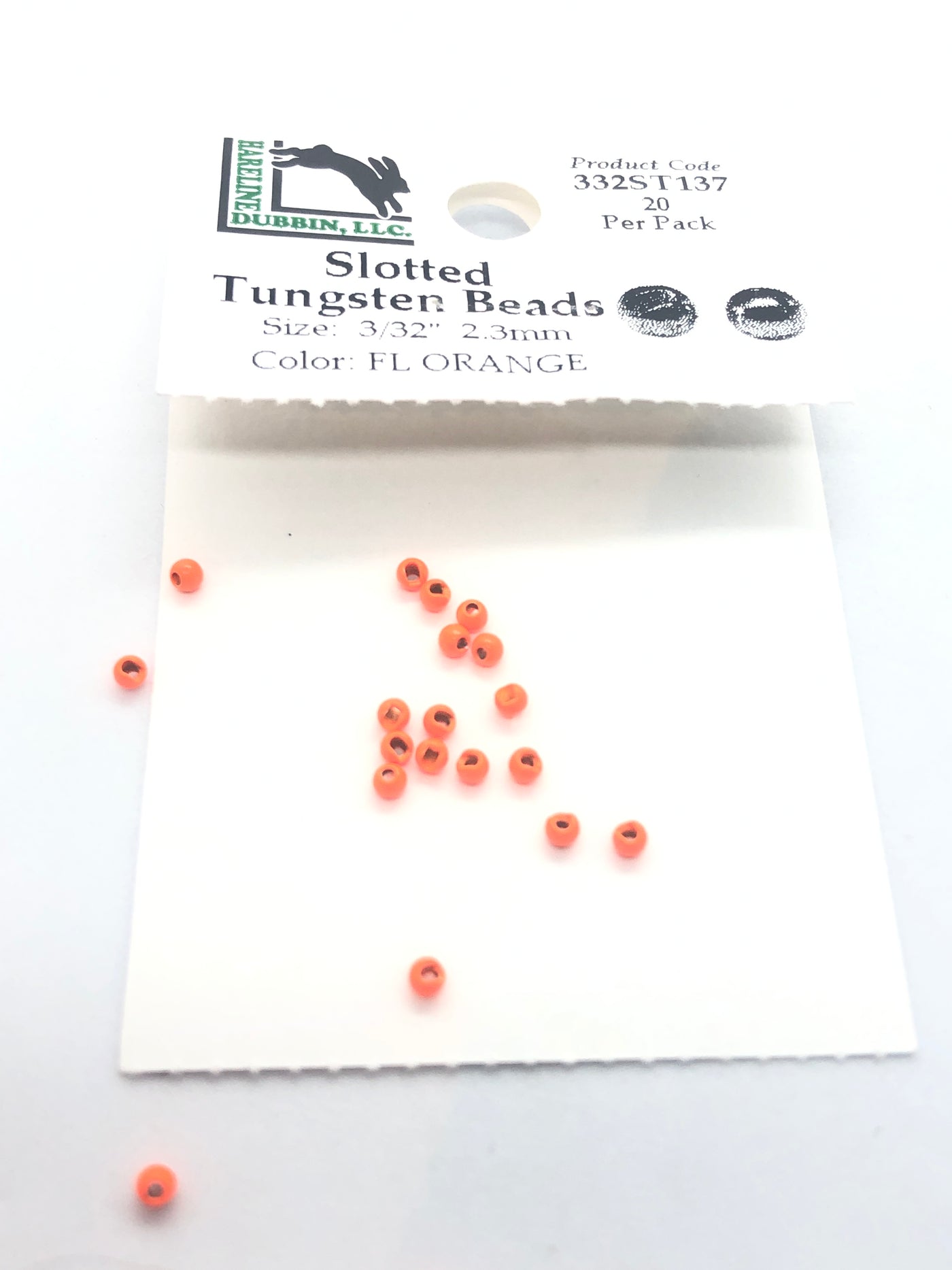 Hareline Dubbin Fluorescent Slotted Tungsten Beads 20 Packs