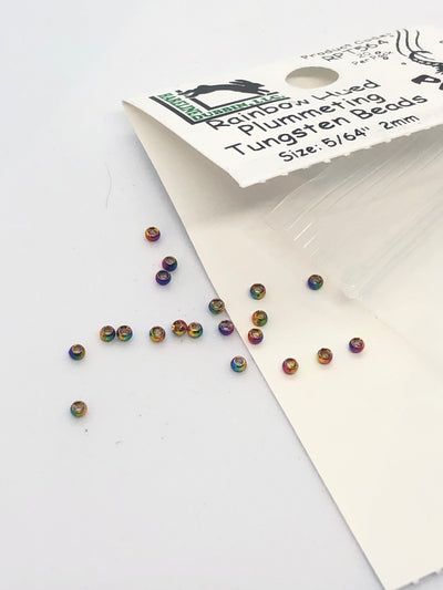 Hareline Dubbin Plummeting Tungsten Beads Rainbow Hued 1/16”