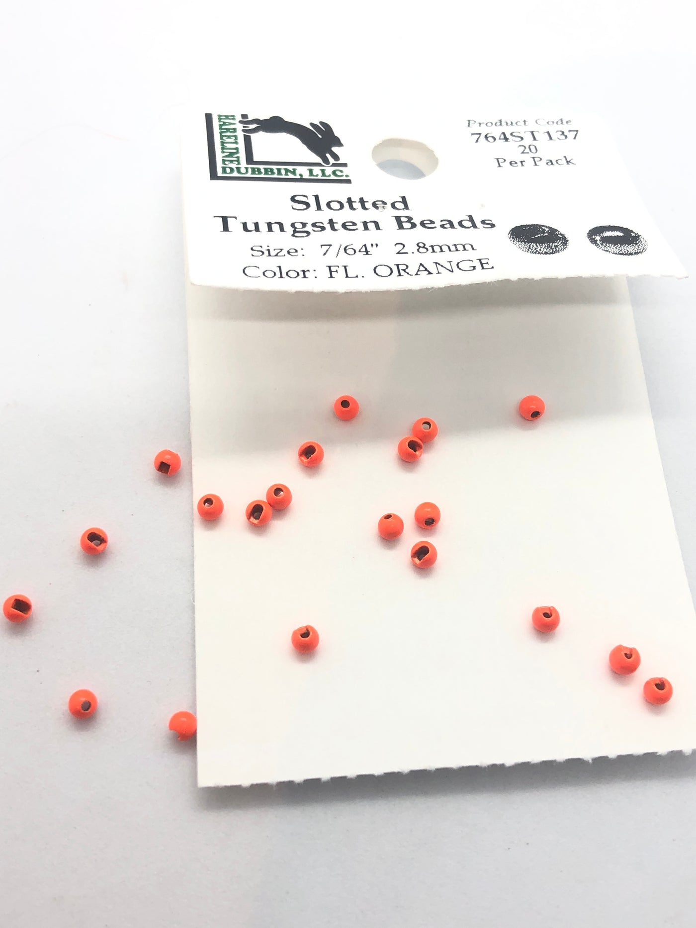 Hareline Dubbin Fluorescent Slotted Tungsten Beads 20 Packs